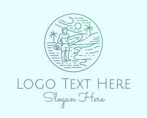 Boy - Surfer Tropical Island logo design