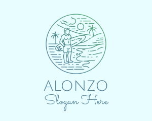 Surfer Tropical Island  logo design