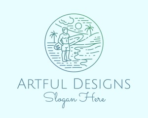 Surfer Tropical Island  logo design