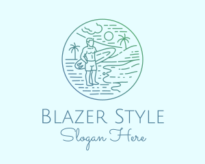 Surfer Tropical Island  logo design