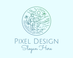 Surfer Tropical Island  logo design