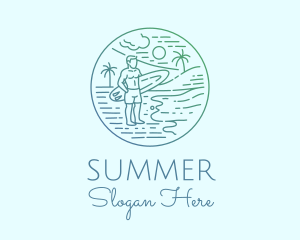 Surfer Tropical Island  logo design