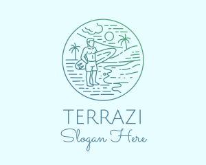 Surfer Tropical Island  logo design