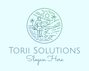 Surfer Tropical Island  logo design