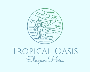 Surfer Tropical Island  logo design