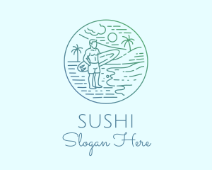 Surfer Tropical Island  logo design