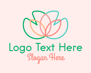 Outline - Multicolor Lotus Flower logo design