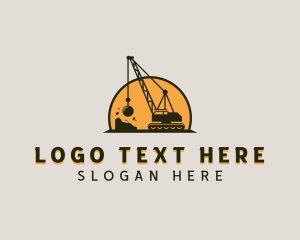 Heavy Equipment - Demolition Construction Wrecking Ball logo design