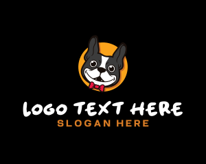 Grooming - French Bulldog Ribbon Pet logo design