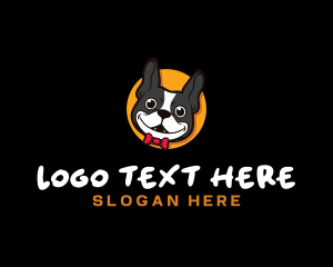 Animal Shelter - French Bulldog Ribbon Pet logo design