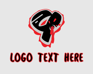 Blood - Splatter Graffiti Number 9 logo design