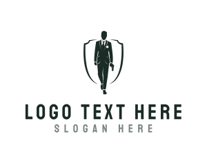 Businessman - Assassin Hitman Shield logo design