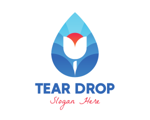 Tear - Blue Sapphire Flower logo design