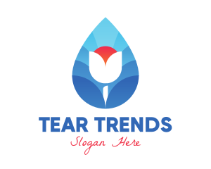 Tear - Blue Sapphire Flower logo design