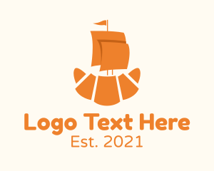 Ship - Croissant Sailing Ship logo design