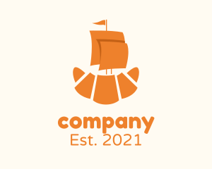 Baker - Croissant Sailing Ship logo design