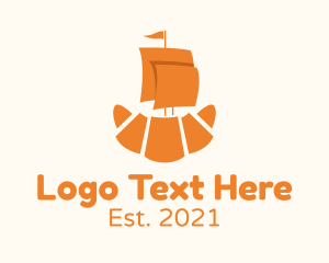 Orange - Croissant Sailing Ship logo design