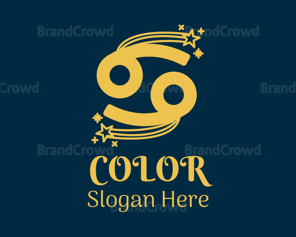 Gold Cancer Zodiac Logo
