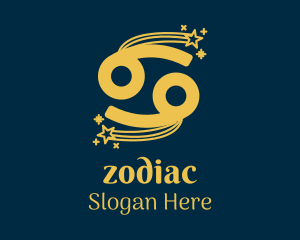 Gold Cancer Zodiac  logo design