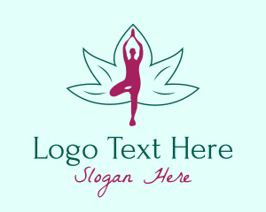 Fitness - Flower Yoga Pose logo design