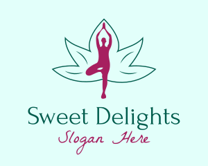 Flower Yoga Pose  logo design