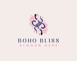 Mystic Snake Floral Boho logo design