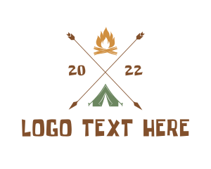 Wood - Camping Adventure Tent logo design