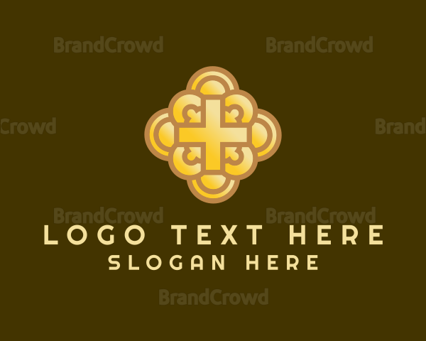 Golden Cross Crucifix Logo