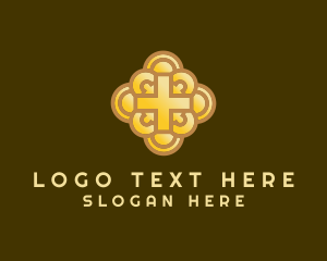 Catholic - Golden Cross Crucifix logo design