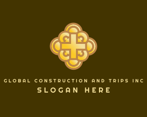 Golden Cross Crucifix logo design