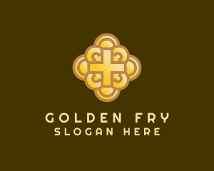 Golden Cross Crucifix logo design