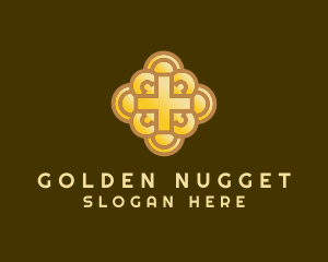 Golden Cross Crucifix logo design