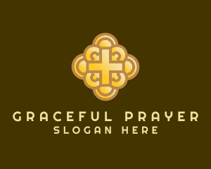 Golden Cross Crucifix logo design