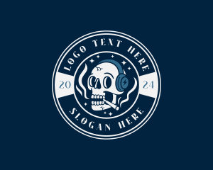 Disc Jockey - Smoking Disc Jockey Skull logo design