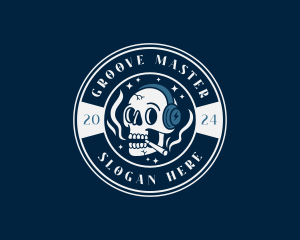 Smoking DJ Skull logo design