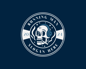 Dj - Smoking DJ Skull logo design