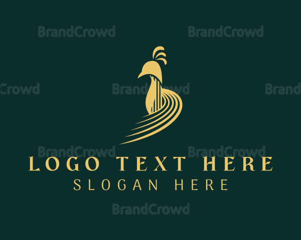 Golden Peacock Bird Logo