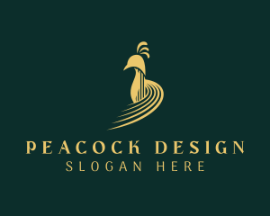 Peacock - Golden Peacock Bird logo design