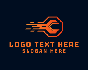 Panel Beater - Orange Express Wrench logo design