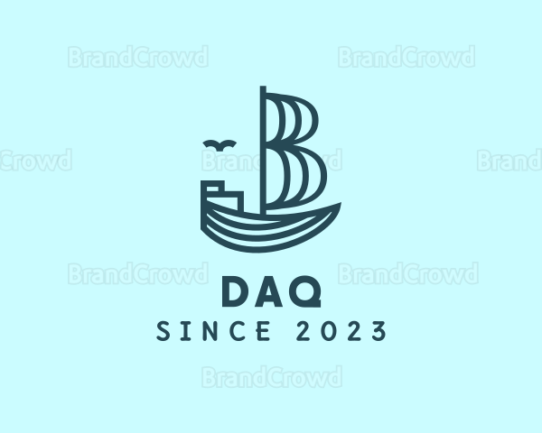 Blue Boat Letter B Logo