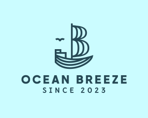 Cruising - Blue Boat Letter B logo design