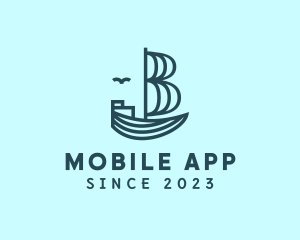 Trip - Blue Boat Letter B logo design