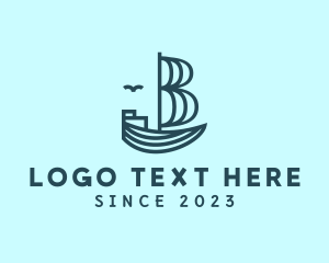 Sea Transport - Blue Boat Letter B logo design