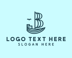 Blue Boat Letter B Logo