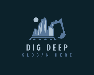 Mountain Digging Excavator logo design