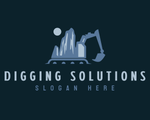 Mountain Digging Excavator logo design