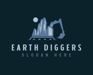 Digging - Mountain Digging Excavator logo design