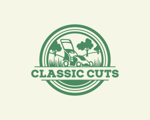 Lawn Mower Lawn Care Landscaping logo design