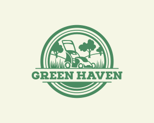 Lawn Mower Lawn Care Landscaping logo design