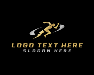 Runner - Running Lightning Man logo design